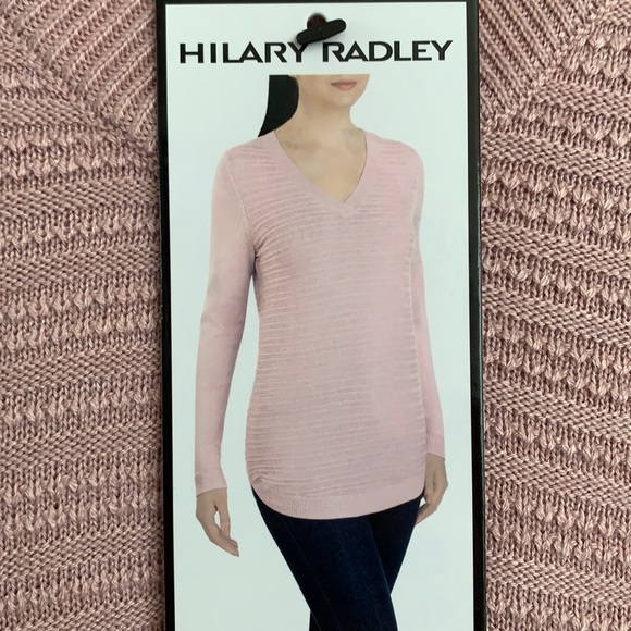 NWT- Hilary Radley Womens Soft Textured Knit V-Neck Tunic Sweater (Blush color) - Picture 3 of 8